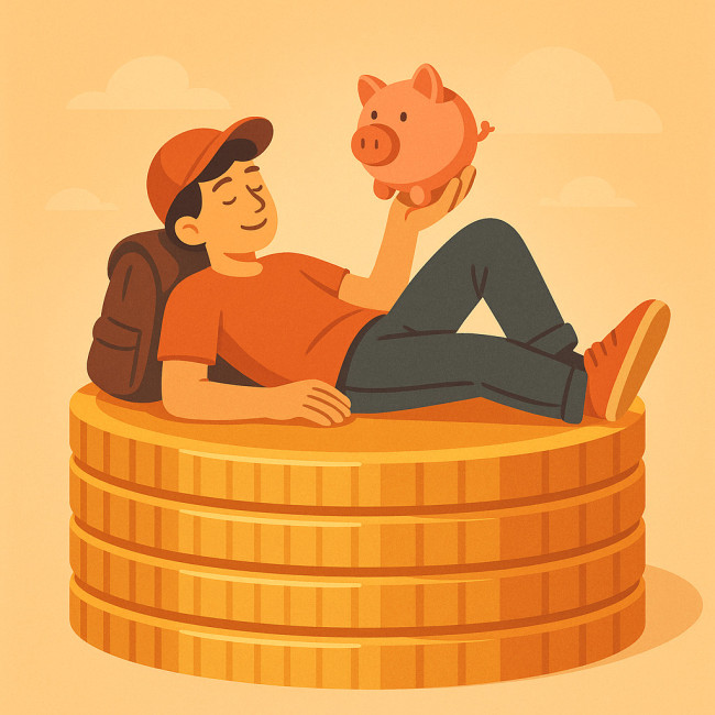 Illustration d'un coussin de sécurité financier pour un étudiant