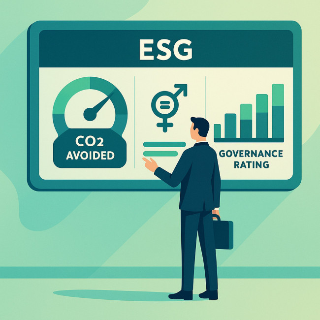 investisseur consultant un tableau de bord des indicateurs ESG